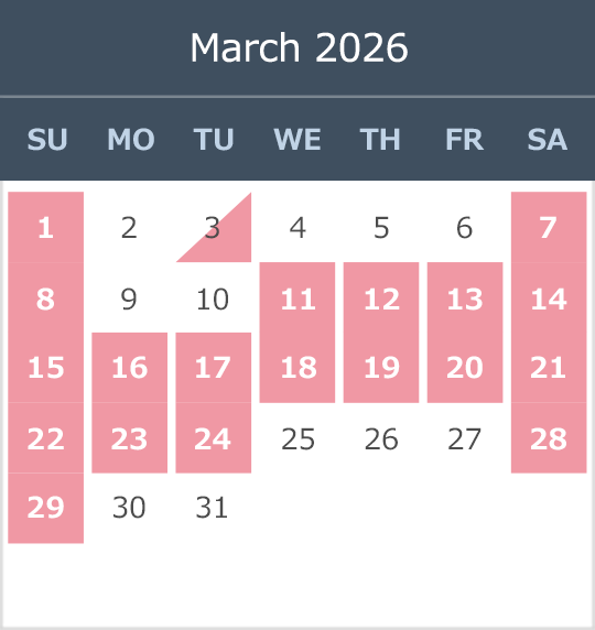 February 2026 opening calendar