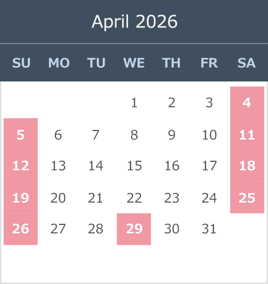 March 2026 opening calendar