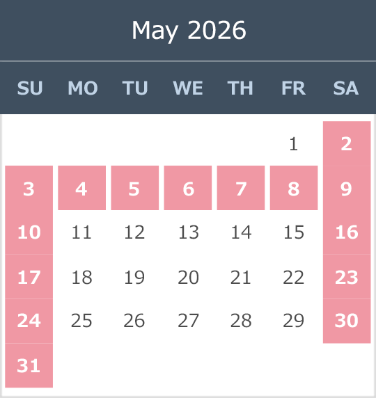 April 2026 opening calendar